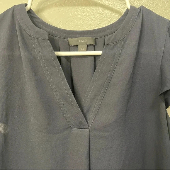 EUC J.Crew Vneck Cap Sleeve Sheer Blouse Size 00 - Picture 3 of 4